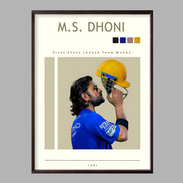 MS Dhoni – Legend | A4 Size (12 × 8 Inches) Framed Poster