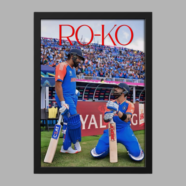Rohit Sharma & Virat Kohli – India Legends | A4 Size (12 × 8 Inches) Framed Poster