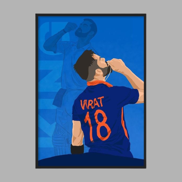 Virat Kohli – Premium Cricket Artwork | A4 Size (12 × 8 Inches) Framed Poster