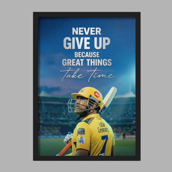 MS Dhoni Wall Frame Poster | Motivational Cricket Decor for Office, Study Room | A4 Size | MS Dhoni Quote Wall Frame | Inspiring Gifting for Cricket Fans & Athletes