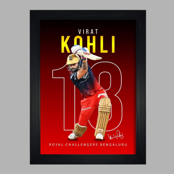 MODERN GALLERY MART Virat Kohli RCB Poster with Frame | A4 Size Cricket Wall Art | RCB Cricket Wall Art | Virat Kohli Photo Frame for Bedroom, Office & Cricket Fans
