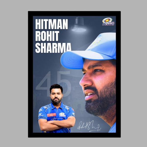 Rohit Sharma Side Profile Blue Helmet Art || A4 Size Frame || Indian Cricketers Photo Frame|| Posters for Wall Player Sports Room Decoration ||