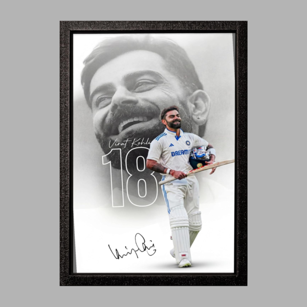Virat Kohli – Autograph | A4 Size (12 × 8 Inches) Framed Poster